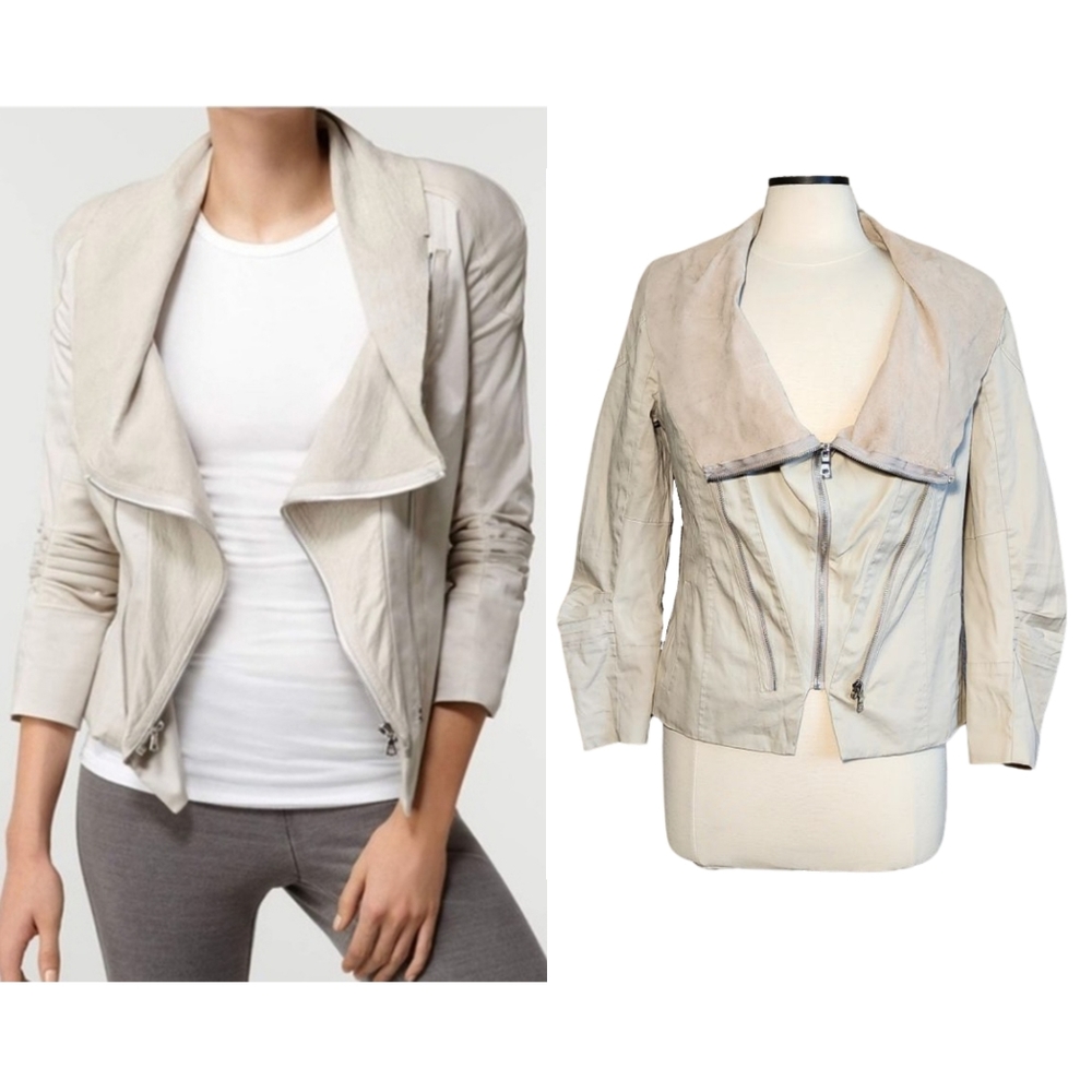 Alice + Olivia Cream Leather Jacket